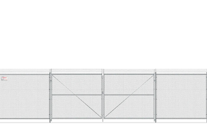 Commercial chain link security gate with barbed wire installation company in the Indianapolis Indiana area.