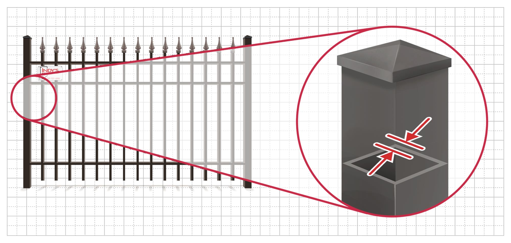 Indianapolis Indiana Commercial Ornamental Iron fence Posts installation company